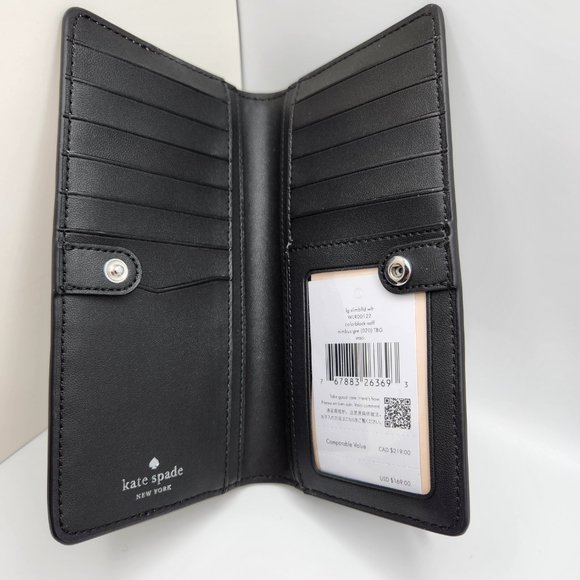 Kate Spade Slim Billfold Wallet - Saffiano Leather - Gray and White - NWT - Picture 4 of 6